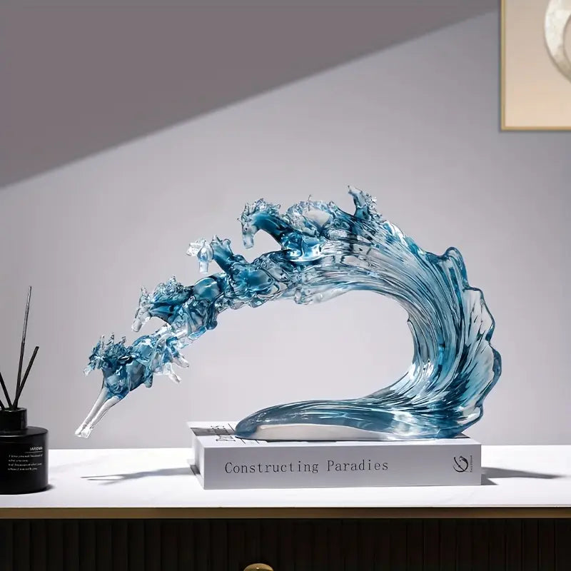 Sculpture d'Art Cheval en Résine Transparente – Décoration Élégante