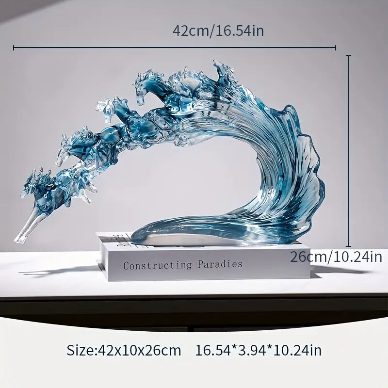 Sculpture d'Art Cheval en Résine Transparente – Décoration Élégante
