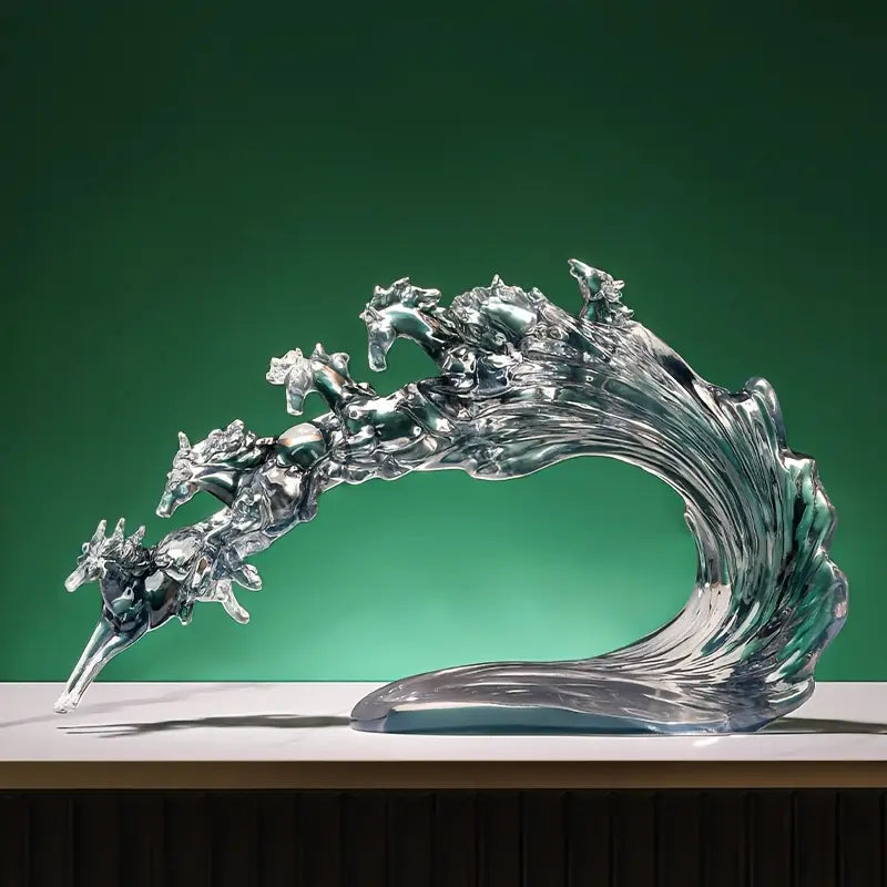 Sculpture d'Art Cheval en Résine Transparente – Décoration Élégante