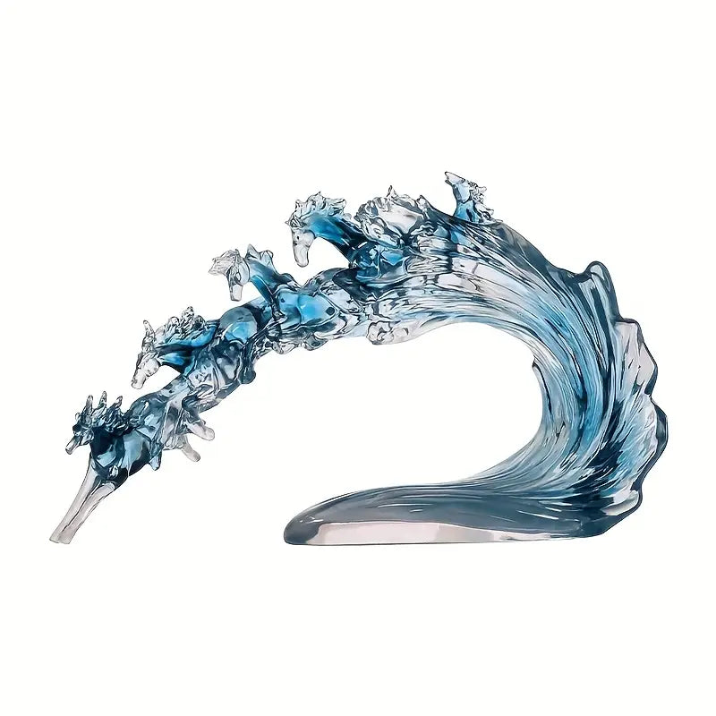 Sculpture d'Art Cheval en Résine Transparente – Décoration Élégante
