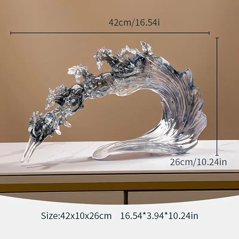 Sculpture d'Art Cheval en Résine Transparente – Décoration Élégante