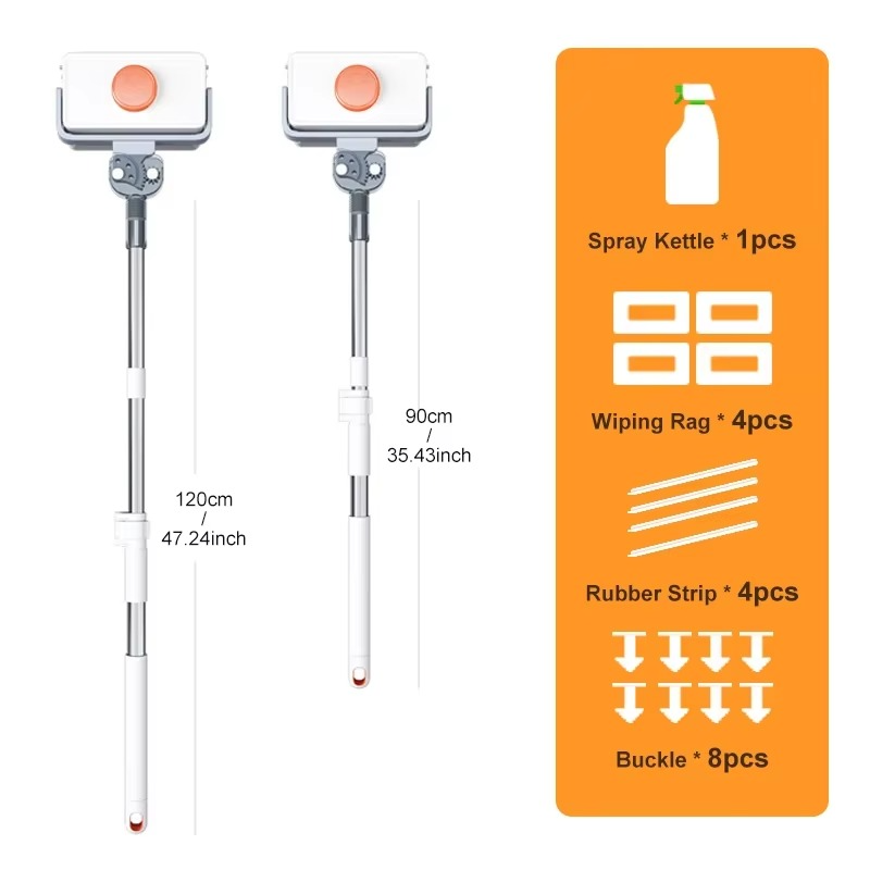 Brosse à Verre Magnétique Double Face avec Tige Télescopique