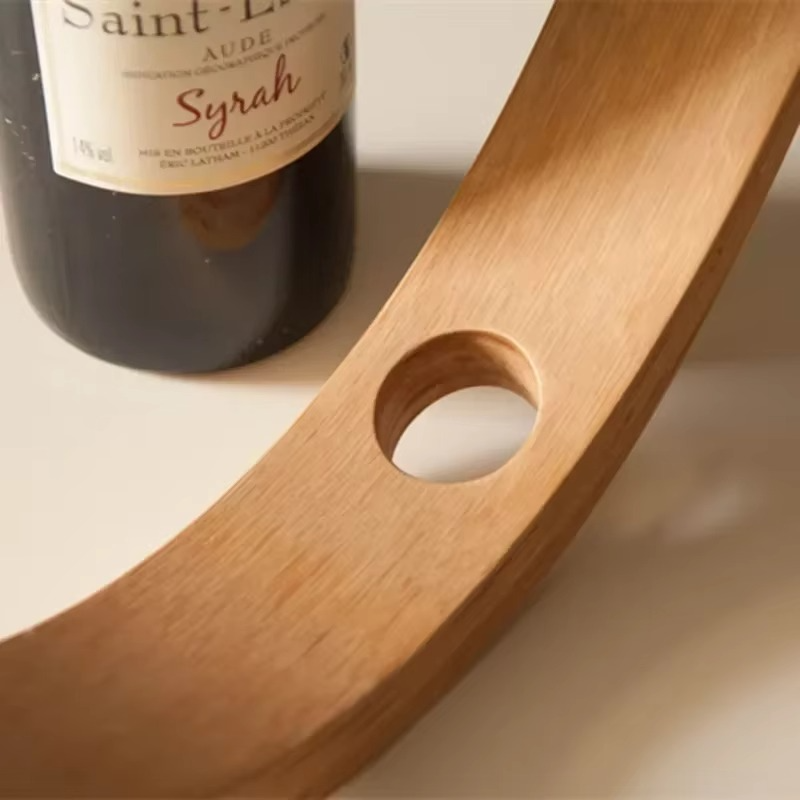 Porte-Bouteille de Vin Suspendu en Bois de Noyer & Bambou