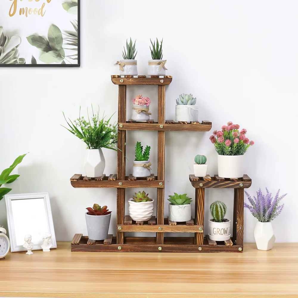 Étagère en Bois pour Plantes – Support d'Angle en Bois de Pin Massif