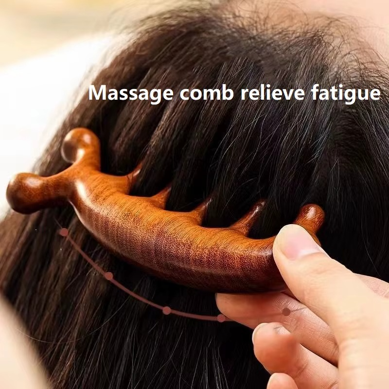 Peigne Masseur en Bois pour Cuir Chevelu – Relaxation et Soins Capillaires Naturels