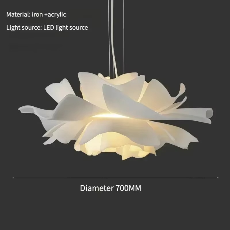 Lustre Moderne en Acrylique Crème – Éclosion Florale Lumineuse