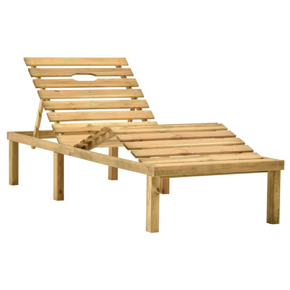 Chaise Longue de Jardin en Bois de Pin Imprégné avec Table