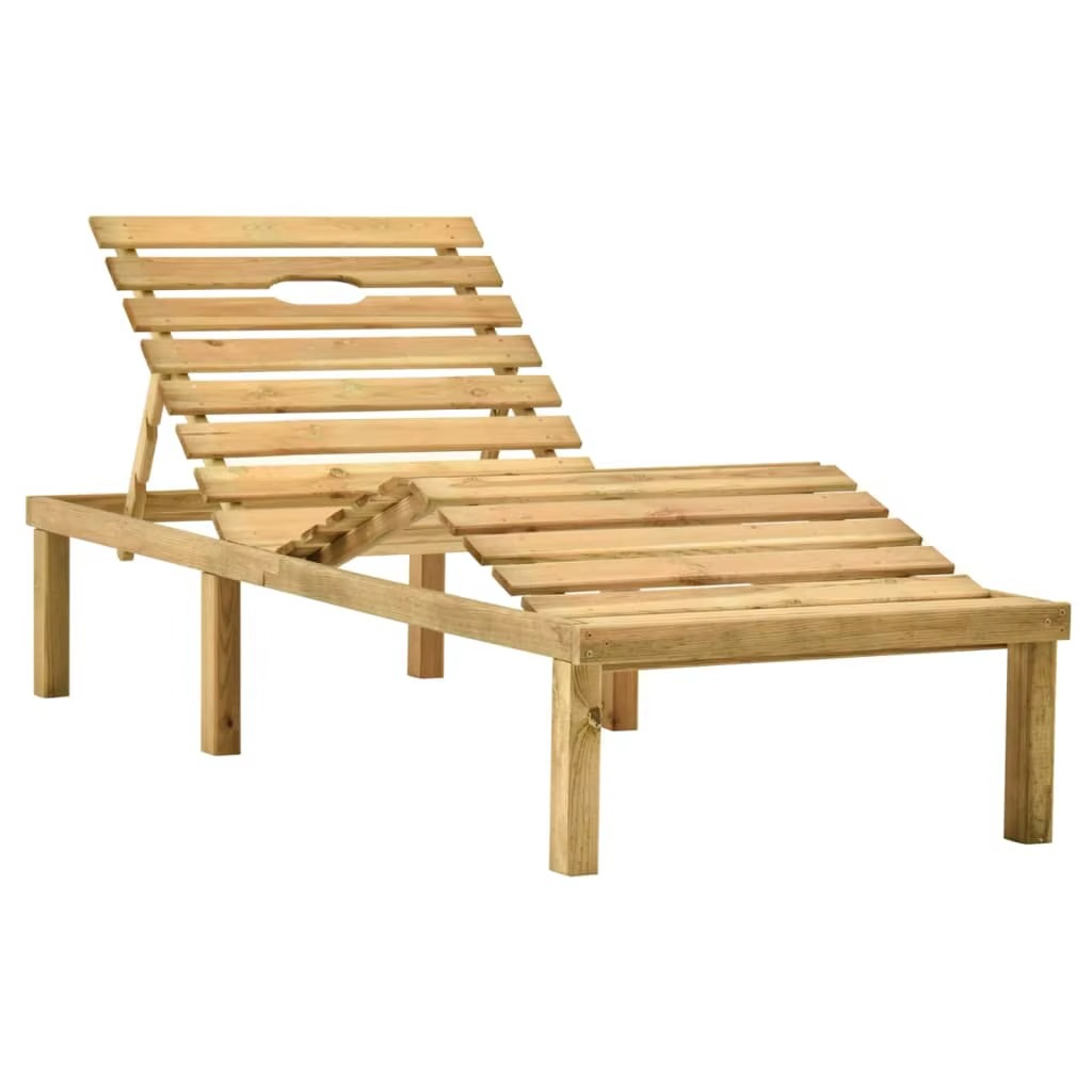 Chaise Longue de Jardin en Bois de Pin Imprégné avec Table