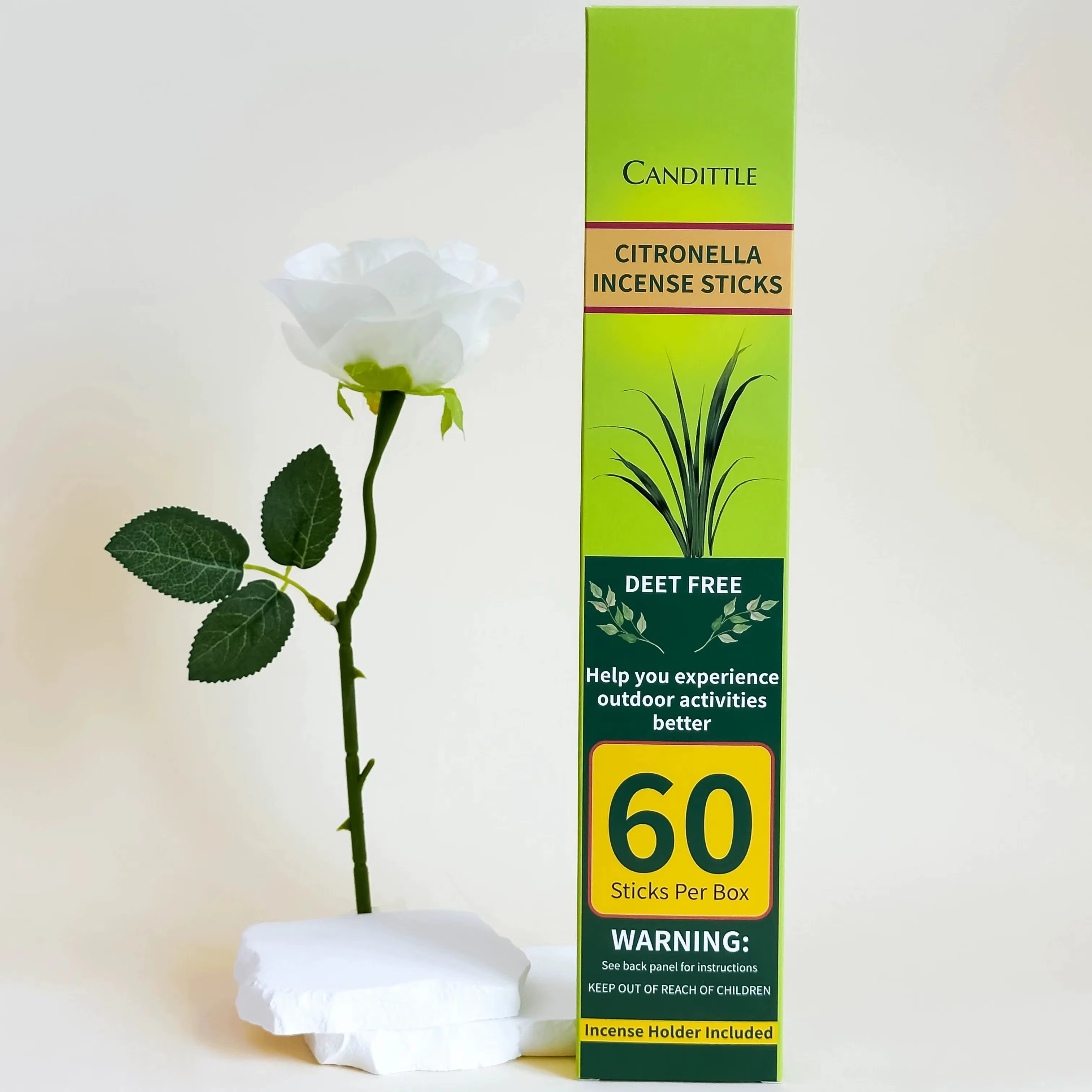 Bâton d'Encens Anti-Moustiques à la Citronnelle - Naturel et Sûr pour l'Extérieur