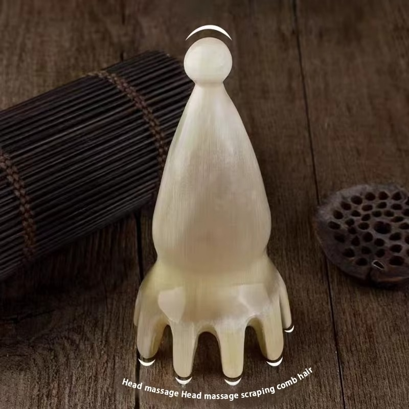 Brosse de Massage du Cuir Chevelu en Corne Naturelle