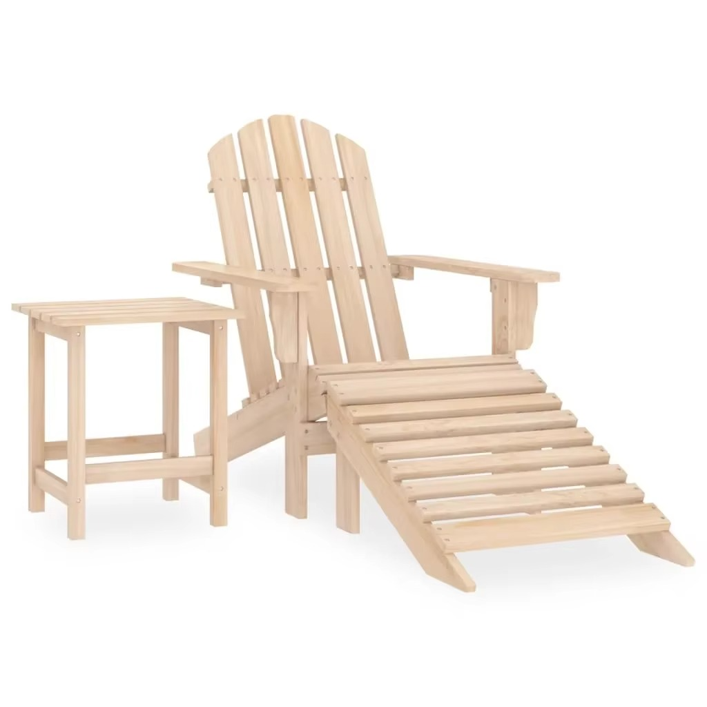 Chaise Adirondack avec Repose-Pieds et Table – Élégance et Confort Intemporel