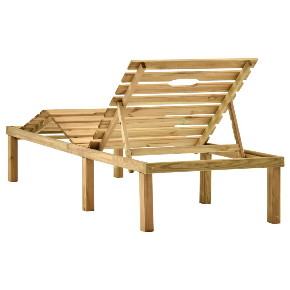 Chaise Longue de Jardin en Bois de Pin Imprégné avec Table