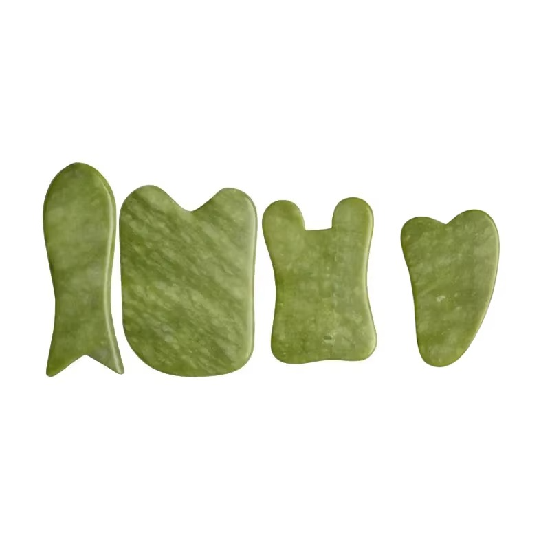Ensemble de Planches Gua Sha en Jade Vert Naturel