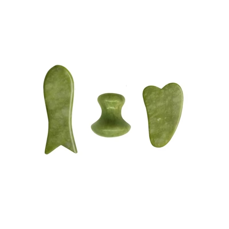 Ensemble de Planches Gua Sha en Jade Vert Naturel