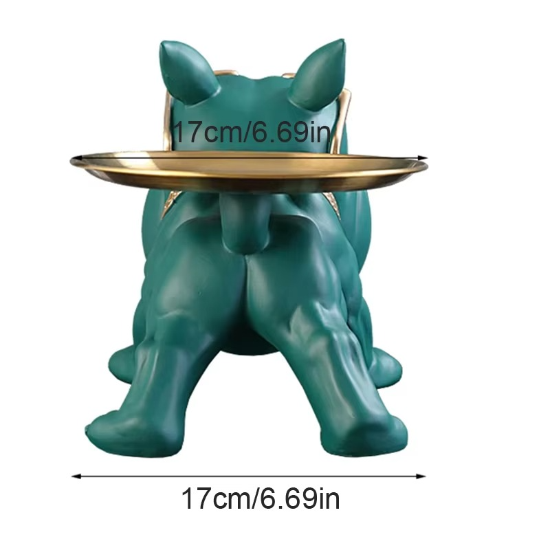 Figurine Bouledogue Décorative en Résine avec Boîte de Rangement