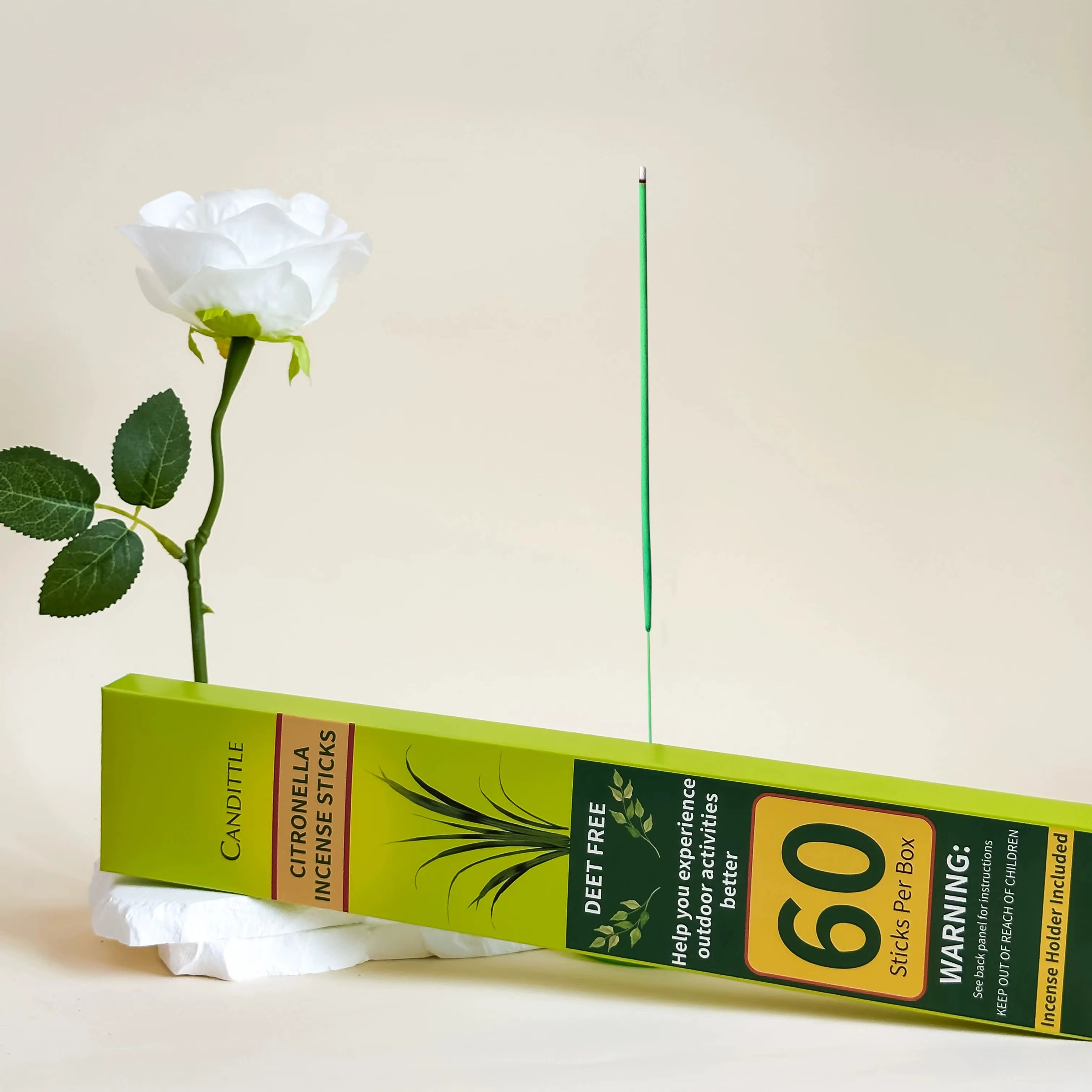 Bâton d'Encens Anti-Moustiques à la Citronnelle - Naturel et Sûr pour l'Extérieur