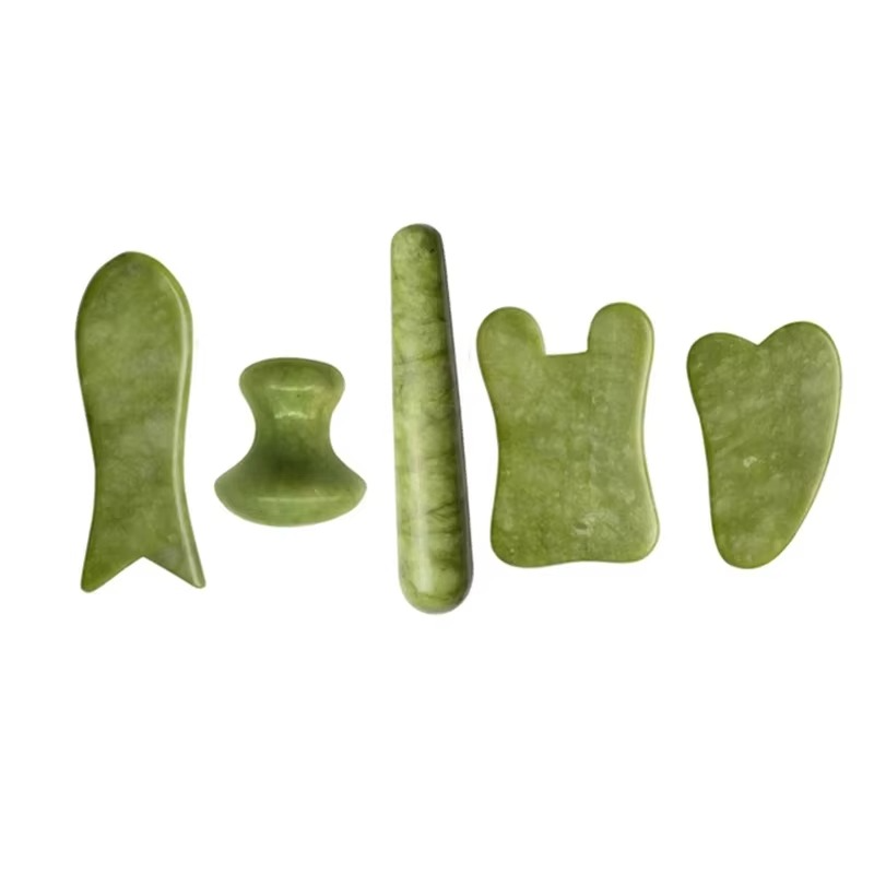 Ensemble de Planches Gua Sha en Jade Vert Naturel