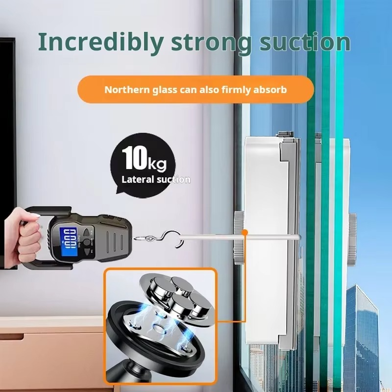 Brosse à Verre Magnétique Double Face avec Tige Télescopique