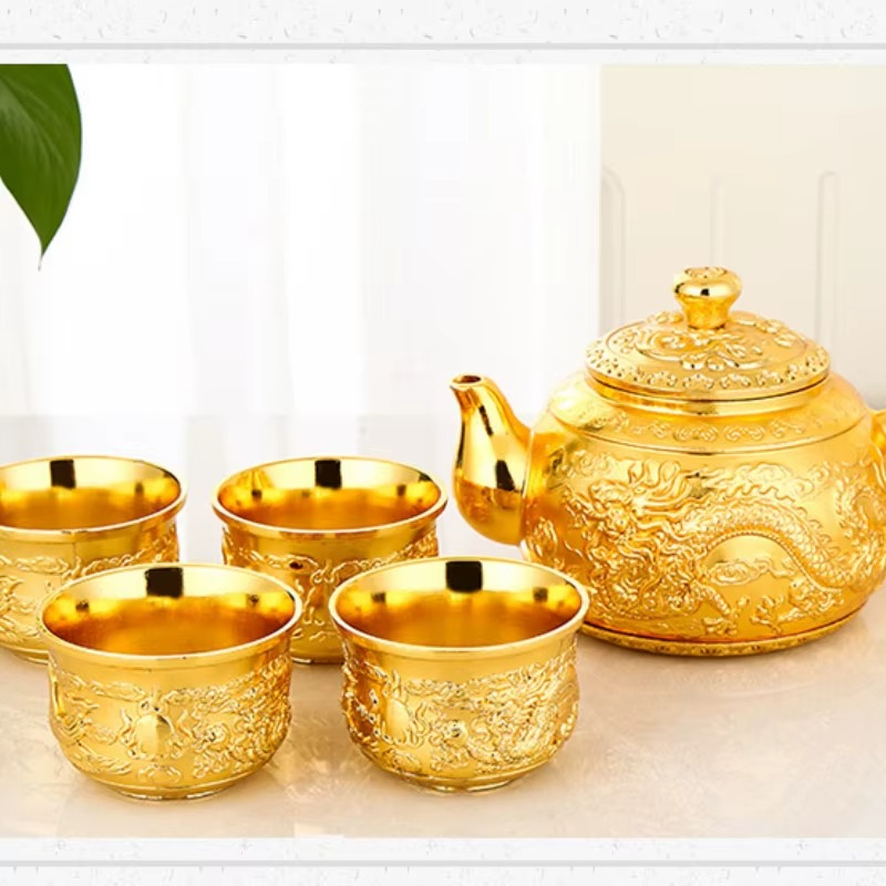 Service à Thé & à Vin Rétro – Dragon & Phénix Doré - Style Européen Vintage