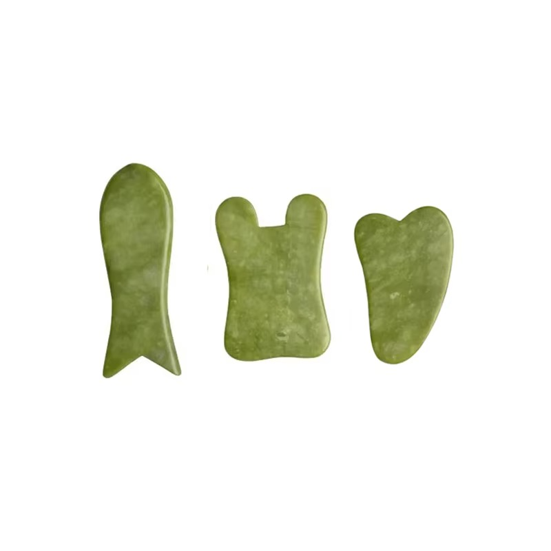 Ensemble de Planches Gua Sha en Jade Vert Naturel