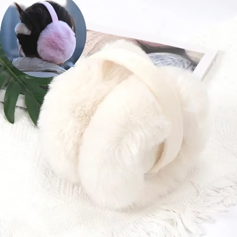 Cache-Oreilles Hiver Femme Doux et Chaud – Peluche Réglable et Pliable