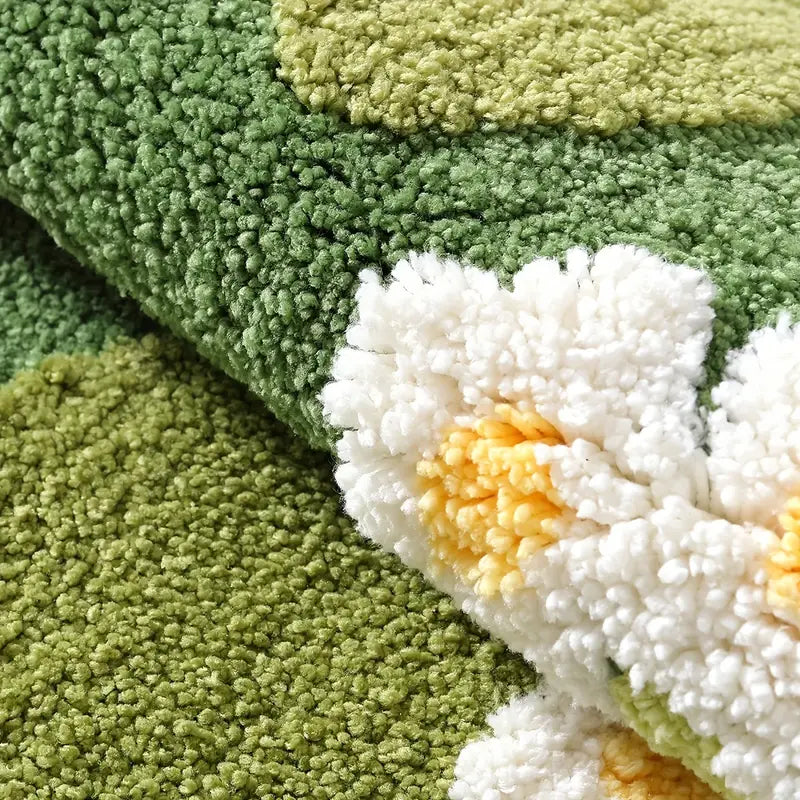 Tapis de Bain Ovale Touffeté en Mousse Verte – Extra Doux, Absorbant