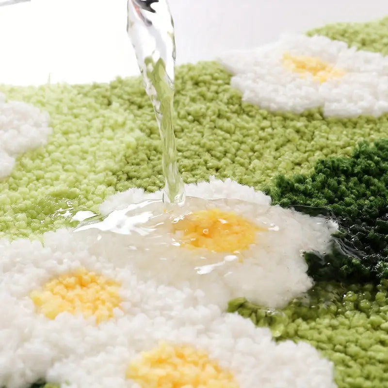 Tapis de Bain Ovale Touffeté en Mousse Verte – Extra Doux, Absorbant