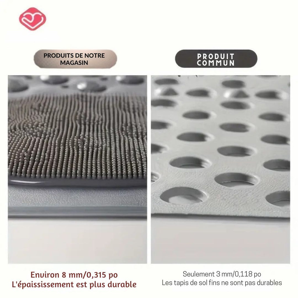 Tapis de Douche Antidérapant avec Ventouses & Drainage – Massage des Pieds