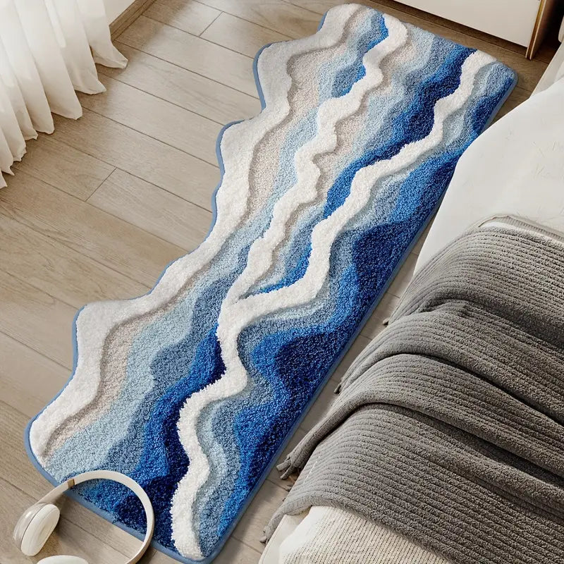 Tapis de Salle de Bain Ultra-Doux – Motif Vague de Mer