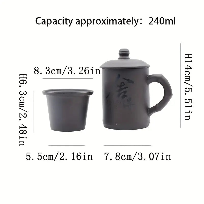 Tasse de Bureau en Céramique Noire Élégante – Avec Couvercle