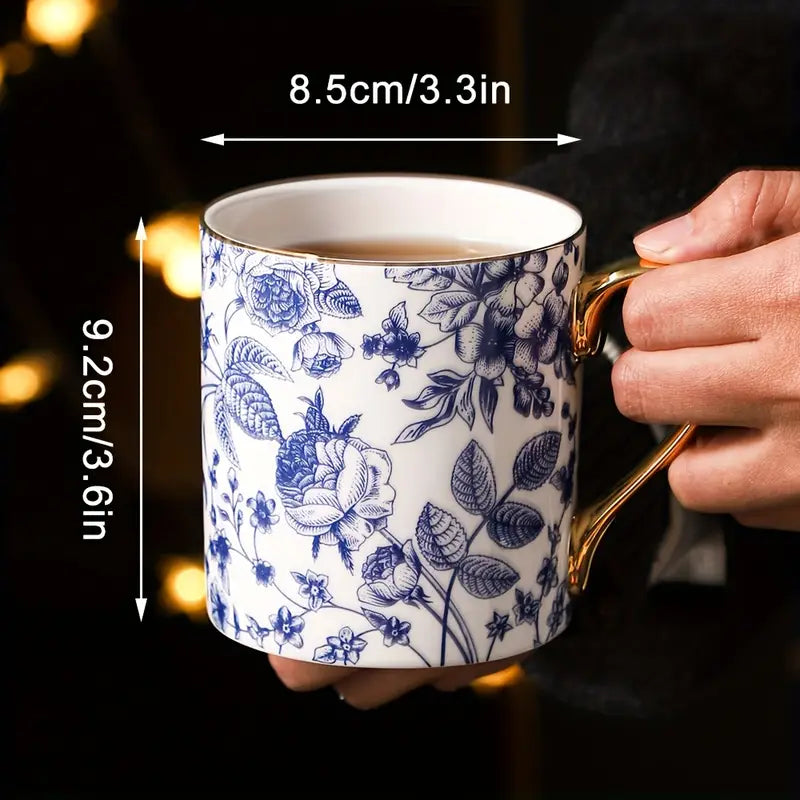 Tasse à Café en Porcelaine Fine - Motif Floral Vintage