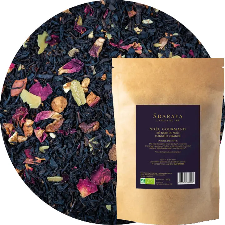 Thé noir bio Noël Gourmand ADRAYA 100 g – Orange, cannelle et cardamome