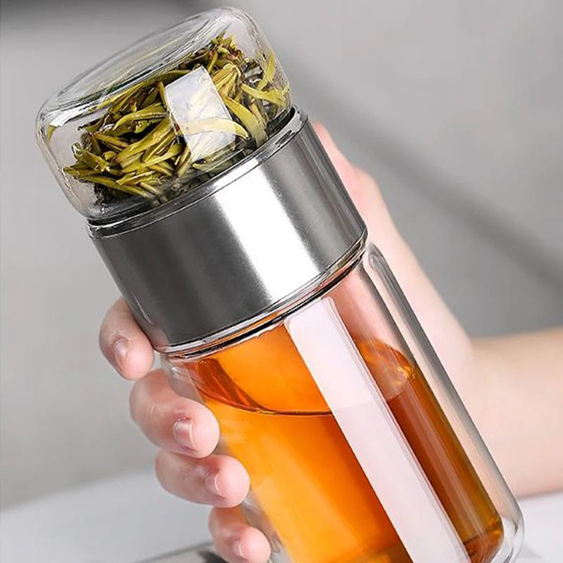 Borosilicate Glass Tea Water Bottle – Elegance and Refinement in Every Sip