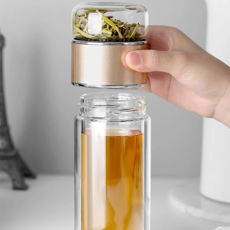Borosilicate Glass Tea Water Bottle – Elegance and Refinement in Every Sip