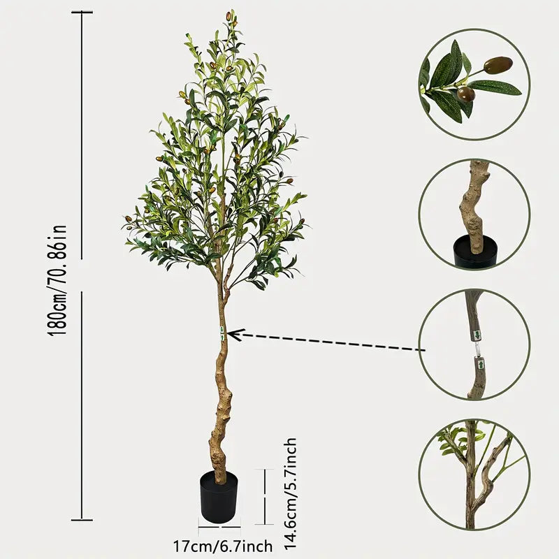 Arbre d’Olivier Artificiel Réaliste – 7 Pieds de Haut