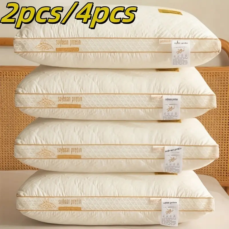 Lot de 2/4 Oreillers 3D en Fibre de Soja – Respirants, Hypoallergéniques et Ultra-Confortables