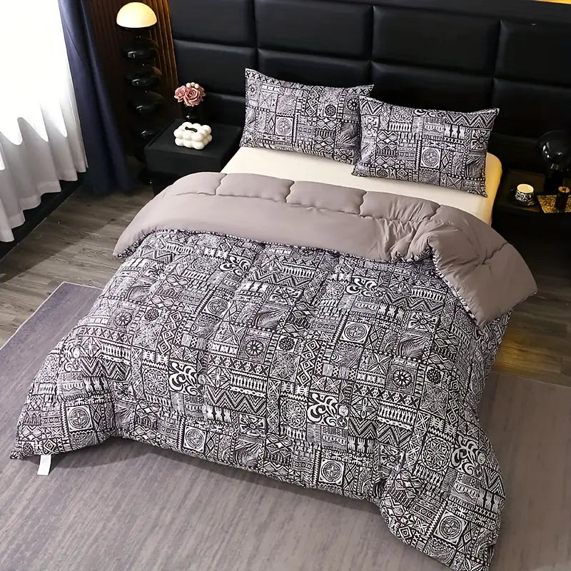 Couette matelassée en polyester – Motif bohème, 9 dimensions