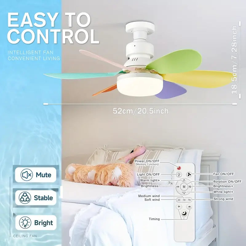 Ventilateur de Plafond Intelligent avec Télécommande & Lumière LED
