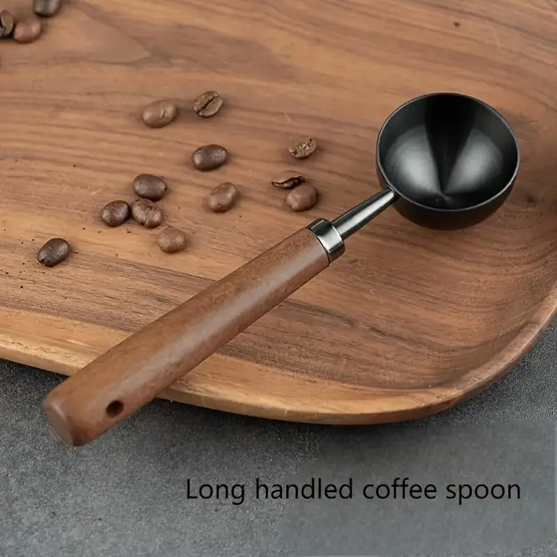 Cuillère à Mesurer Café  – Acier Inoxydable Vintage avec Manche en Noyer