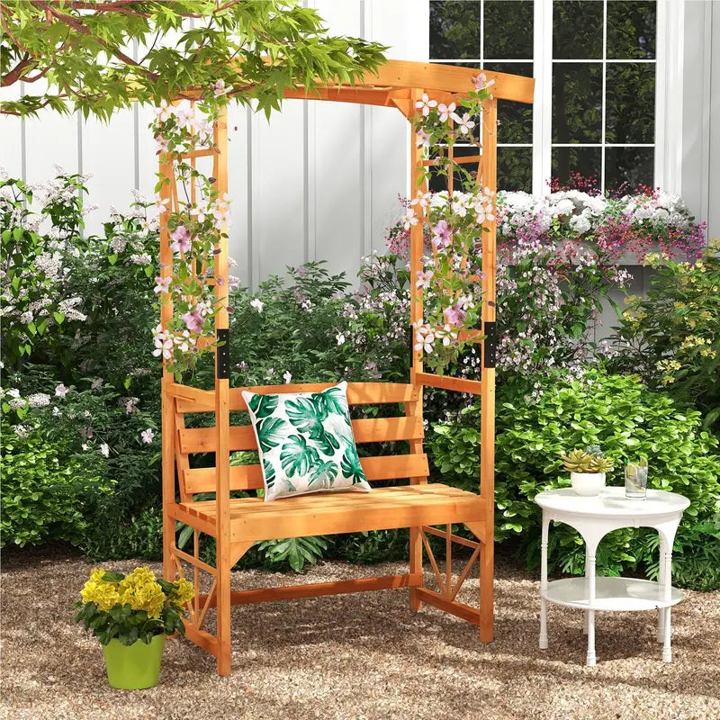 Arche de Jardin avec Banc 2 Places – Siège Décoratif en Bois