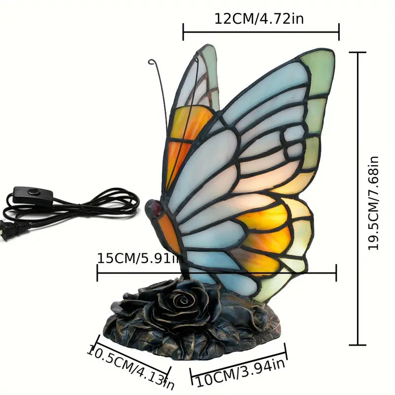 Lampe de Table Papillon en Verre Teinté – Éclat Art Déco