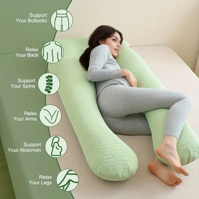 Oreiller de Grossesse en Forme U – Confort, Soutien & Fraîcheur Totale