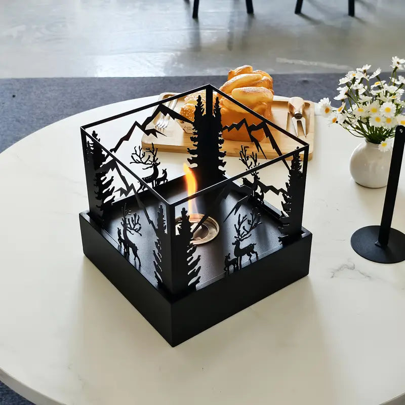 Nouveau Poêle à Alcool Carré – Flamme Réelle & Ambiance Chaleureuse à la Française