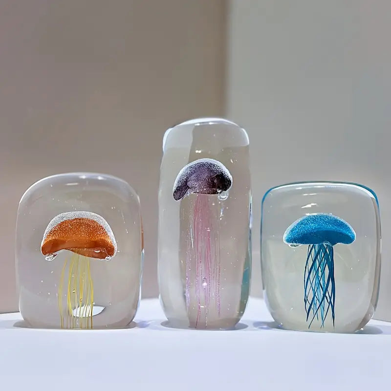 Pèse-Papier Méduse en Verre Soufflé à la Main – Sculpture Nautique Artisanale