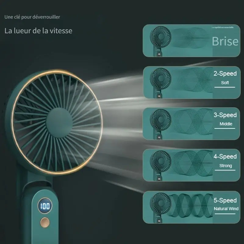 Ventilateur Portable Pliable à Main – Rechargeable & Silencieux