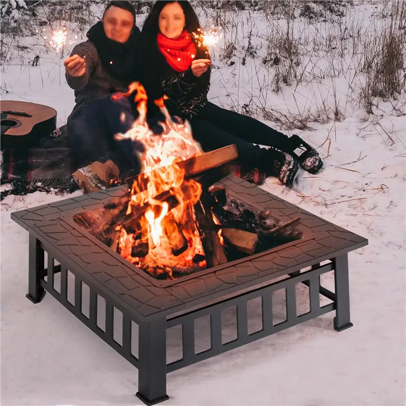 Brasero Carré de Jardin Costoffs – Poêle à Bois Métal Multifonction
