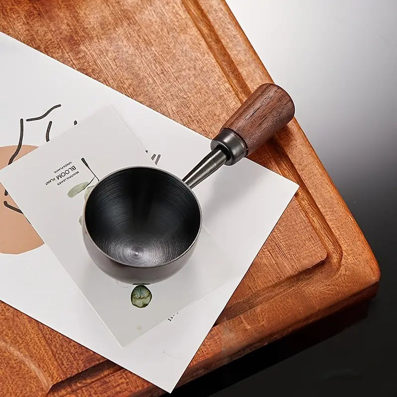 Cuillère à Mesurer Café  – Acier Inoxydable Vintage avec Manche en Noyer