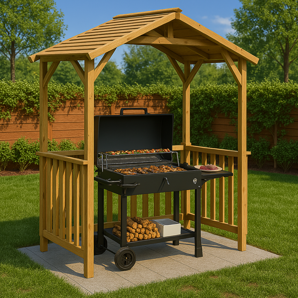 Abri de barbecue en bois de pin imprégné 163,5x93x210 cm
