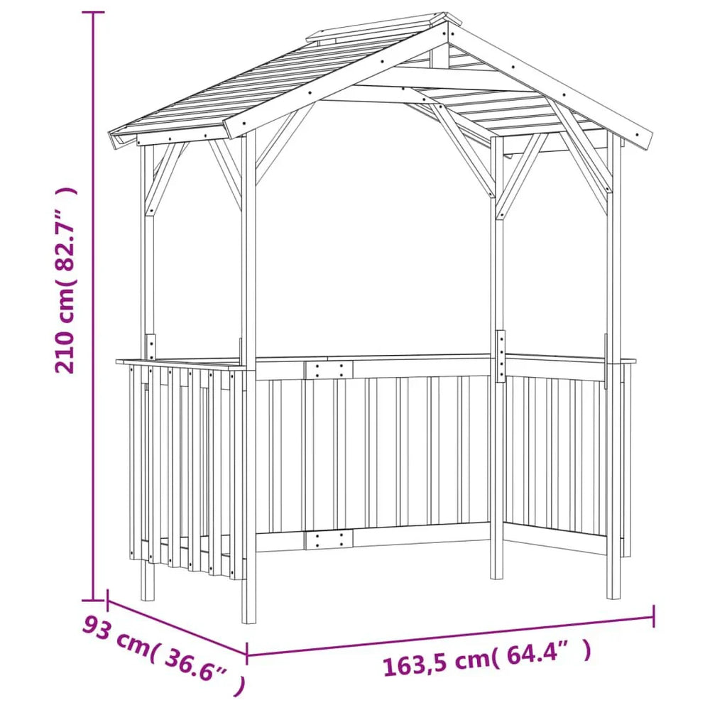 Abri de barbecue en bois de pin imprégné 163,5 × 93 × 210 cm