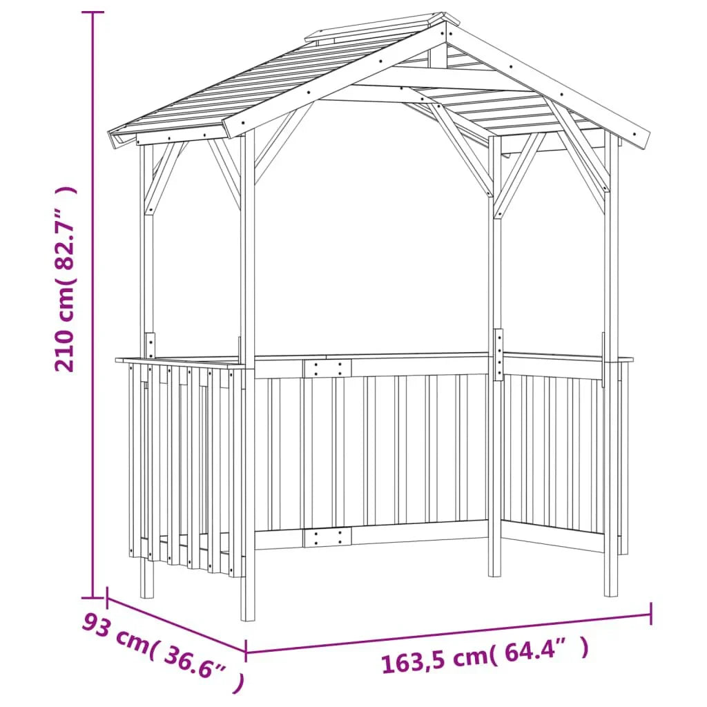 Abri de barbecue en bois de pin imprégné 163,5x93x210 cm